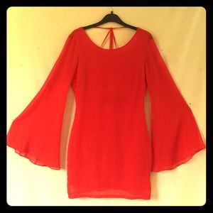 Bell sleeved red dress